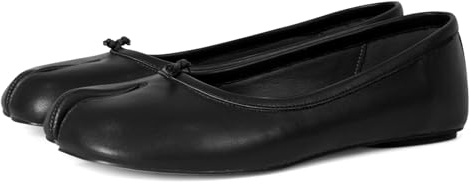 VBDB Tabi Ballet Flats for Women Wide Width Round Toe Split Toe Comfortable Flats Shoes, Black, 9.5