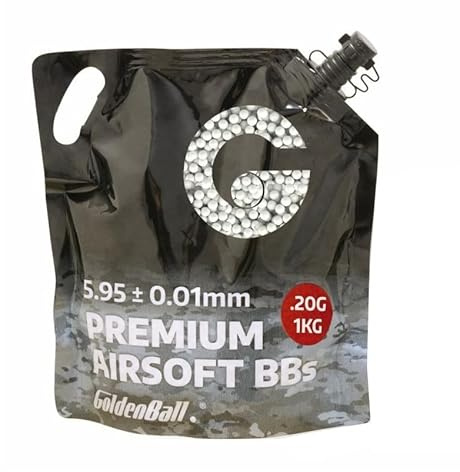 Bolsa Bolas Golden Ball 1kg 0,20g 6MM | Bolsa de 1kg para Pistolas/Rifles Airsoft. Peso por Bola 0,20g
