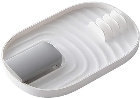 Mr.Gadget's Solutions Tapa de sartén multifuncional y soporte para cuchara, utensilios de cocina, tapa de olla, estante de bandeja de cuchara y bandeja de cubiertos para cocina y evitar goteos de