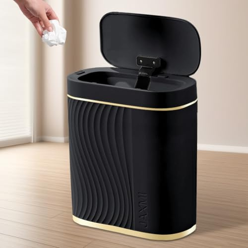 Peelanmall Cubo de basura con sensor de 8L para baño, cubo de basura automático con tapa, cubo de basura estrecho – adecuado para baño, cocina, salón, dormitorio (negro)