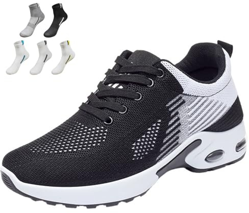 Scarpe da corsa ortopediche, scarpe da ginnastica ortopediche da donna, scarpe da tennis alla moda, con supporto per arco plantare, per alleviare il dolore alla fascite plantare, Nero , 39 EU