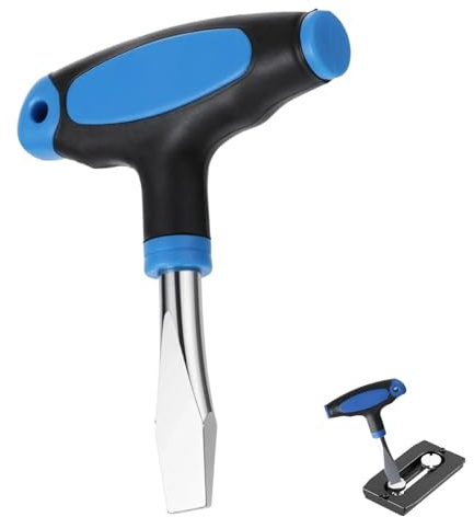 T Handle Flat Head Screwdriver 10mm – Large Slotted Screwdriver with Ergonomic Grip – Wide Flat Blade Hand Tool for Camera Tripod Quick Release Plate Repair (Blue)
