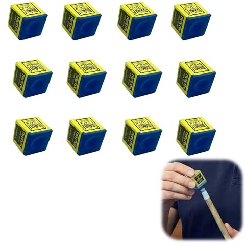 Zuahaly Juego Completo de tizas de Billar Gran Durabilidad - Set de 12 tizas Azules para una Mejor precisión y Control en el Juego, Ideal para Jugadores Profesionales y Aficionados