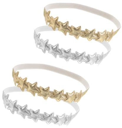 Alipis Cerchietti per Bambina con Design a Stella a Cinque Punte, Fascia Elastica Morbida, 4 Pezzi per Giochi e Feste Neonate e Bambine