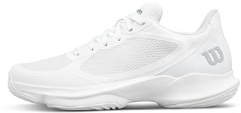 Wilson Hurakn Lite Scarpa da Padel Donna, Stabilità e Grip Ottimale, Tecnologia Pro Torque Chassis Light, Bianco / Bianco / Argento, Taglia 38