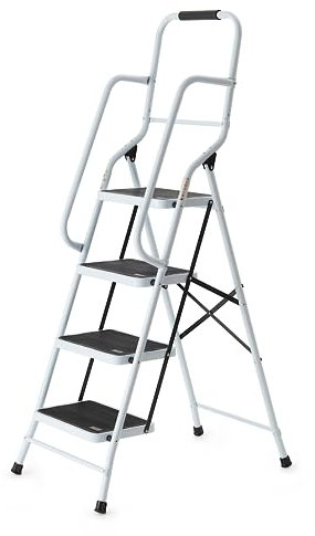 easylife safety Folding Step Ladder | 4 Step Ladder, Strong, Non-Slip Rubber Steps With Rail Support And Grip Tight Ridges | 96x159cm - Safety Step Ladders