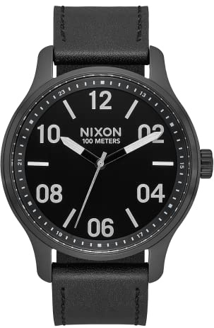 Nixon Herren Analog Quarz Uhr mit Leder Armband A1243-2998-00