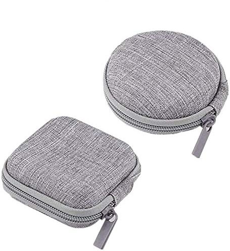 7xinbox 2 Pack Mini Funda Protectora de Auriculares, Bolsa EVA a Prueba de Golpes, Funda de Transporte para Intrauditivos y Cable de Datos
