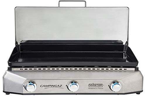 CAMPINGAZ PLANCHA GAZ A Poser Master 3 LX - 3600 cm² - Plaque Fonte émaillée - Couvercle INOX avec charnières - Instastart - Garantie 10 Ans