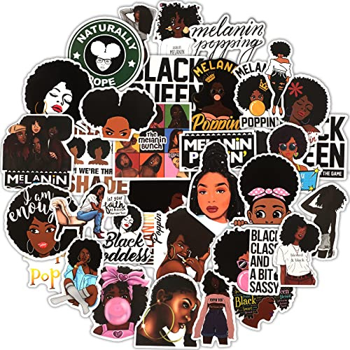 Zonon Melanin Stickers Black Girl Laptop Water Bottle Decal,Stylish