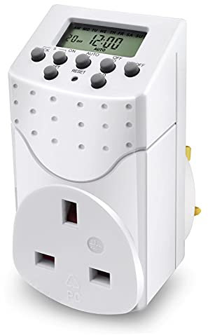 EXTRASTAR Digital Timer Plug Socket, 24 Hours/7 Day Weekly Programmable Plug-in Timer Switch, Energy Saving Electrical Socket with LCD Display