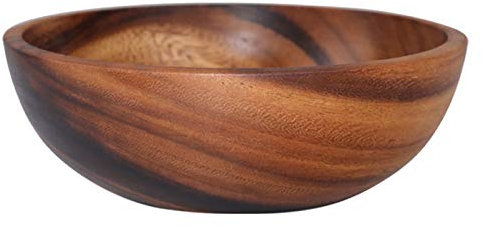 Livecitys Bol à Fruits En Bois Ménage Rond En Bois Bol à Salade De Fruits Vaisselle Bassin Conteneur Outil De Cuisine M