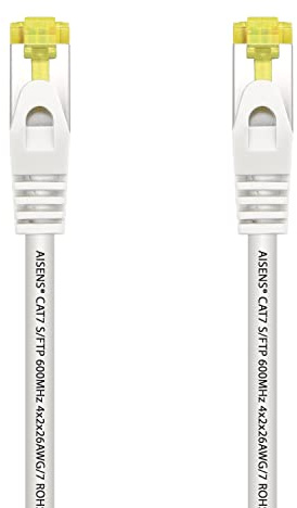 AISENS Cable De Red Latiguillo RJ45 LSZH Cat.7 600 MHz S/FTP PIMF AWG26. Blanco. 1.0 m