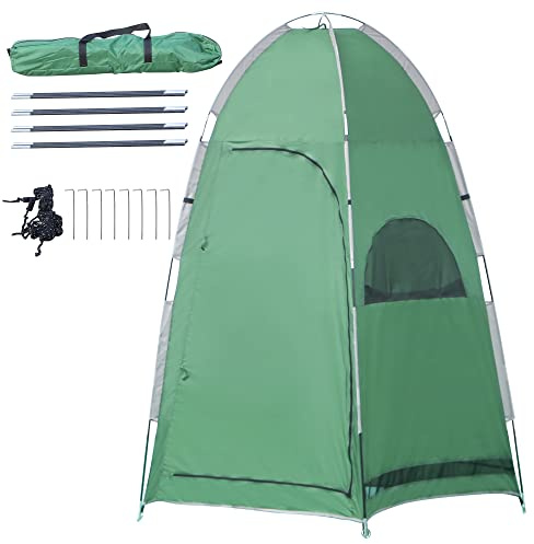 Outsunny Tenda Doccia da Campeggio Spiaggia ed Esterni con Ingresso a Cerniera, Borsa per Trasporto e Tasca Portaoggetti, 122x122x213cm, Verde