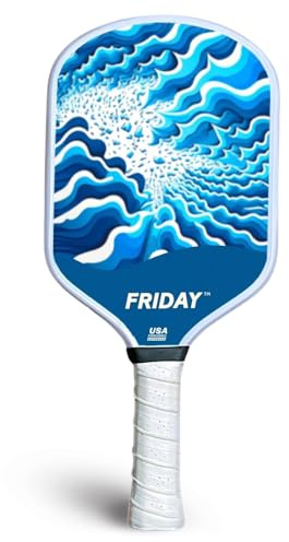 Friday Pickleball Paddle, Durable Carbon Fiber, Thermoformed Unibody Design, Honeycomb Core, Tennis-Style Grip, Forgiving Sweet Spot, Gritty Surface for Spin (One Pack, Sea Salt)