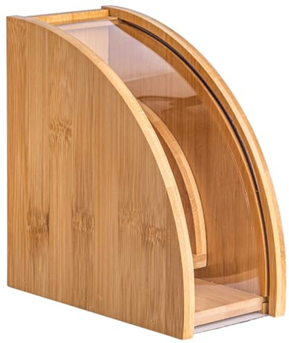 DECHOUS Coffee Filter Holder, Coffee Paper Storage Container for #1#2 V 60 Coffee Filters Bamboo Coffee Filter Paper Dispenser Rack with Dustproof Cover Filter Organizer