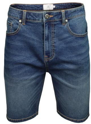 Xact Bermuda Jeans Uomo Stretch Taglio Regolare 5 Tasche Zip Pantaloncini Denim Estate Casual (Indigo Wash) 36