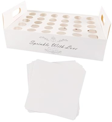 Badiman Elegant Wedding Confetti Cone Holder Set, 30 Holes White