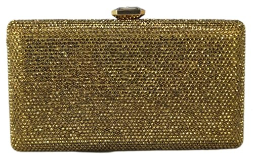 Boutique De FGG K-guld kristall aftonväskor, Damväska för kvinnor formell fest låda koppling bröllop strass handväskor brudväska, K-guld, small