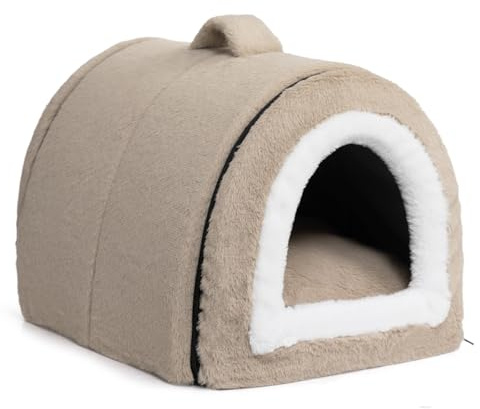 Hollypet Cat Bed Small Dog Bed, 2-in-1 Foldable Plush Pet Beds