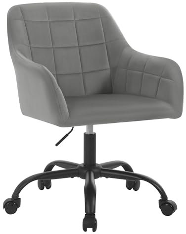 WOLTU Schreibtischstuhl drehbar, Schminktisch Stuhl, Drehstuhl mit Rollen, Bürostuhl ergonomisch, Sessel höhenverstellbar, für Home Office, Schlafzimmer, Büro, Samt, Dunkelgrau