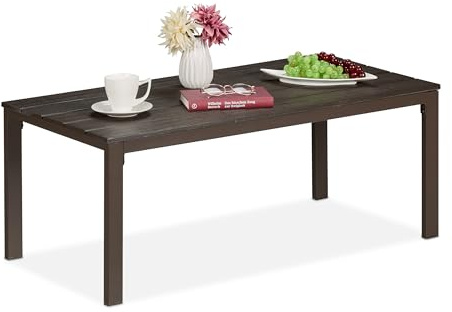 Relaxdays Gartentisch, wetterfest, auch für Terrasse und Balkon, Loungetisch, HBT: 39 x 98 x 48 cm, Outdoortisch, braun