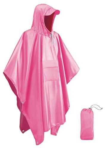 Evolpor Poncho Waterproof Adult, Rain Poncho Adult Waterproof Lightweight Reusable Adult Waterproof Poncho, Waterproof Rain Poncho for Outdoor Camping Hiking Traveling Cycling Deep Orange