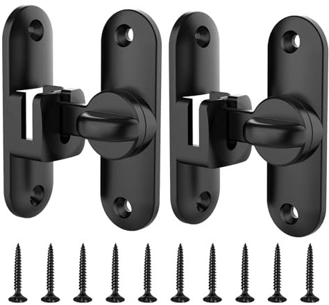 QINGYIWL 2 Piezas Cerradura Pestillo para Puerta, 90/180 Grados Pestillo Puerta Corredera con Tornillos, Cerrojo de Puerta para Puertas, Ventanas y Jardines (Negro)