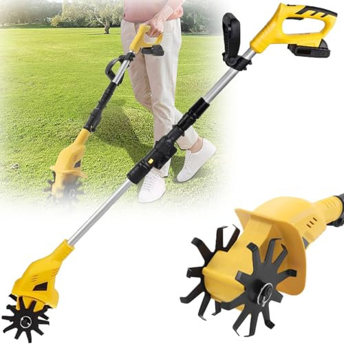 20V 2000 mAh Mini Motocultor Eléctrica,Motoazada inalámbrica,Ancho de Labranza10cm,motoazada eléctrica con batería y Cargador, Mango Ajustable