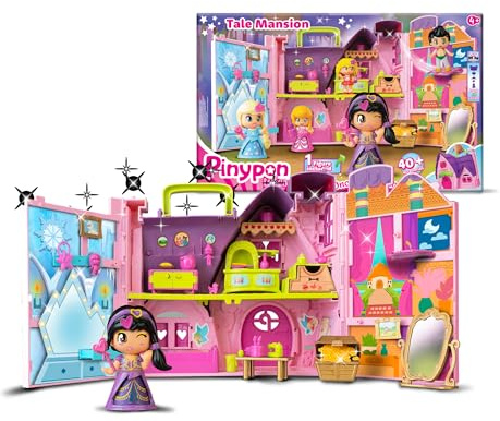 Pinypon - Manoir des Contes, Maison de Jeu avec différents Coins et décors, Figurine de la Princesse Jasmine, Comprend Plus de 20 Accessoires, manoir en Forme de Valise, +3 Ans, Famosa (PNY89000)