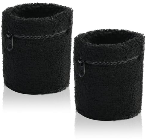 3 Stück Schweißband Sport Wristband, Handgelenktasche Mit Praktischer Reißverschlusstasche, Baumwoll Schweißband Arm Für Fußball,Basketball Und Tennis Sport