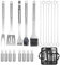 BBQ Grillbesteck Set 20 Grillzubehör aus Hochwertiger Edelstahl Grillzange Grillspachtel Grillset für Männer Geschenk für Garten Camping, Professionelle Grillbesteck Koffer für Männer Frauen