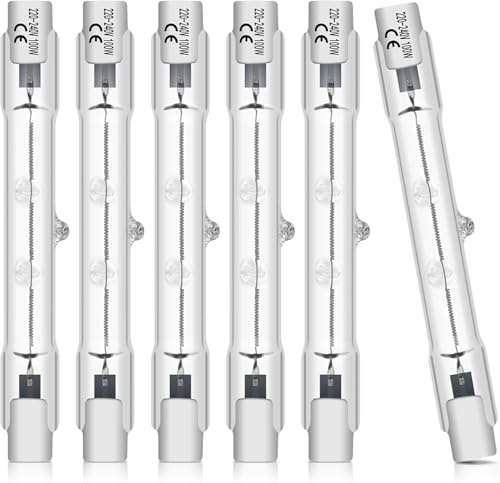 BROTOU 6 Piezas R7s Bombilla Halógena Lineal 78mm 80W 2980lm 2800K, Lámpara Reguable halógeno Blanco Cálido R7s, J78 Bombilla de Tipo para lámparas de Paisaje Pared,salón
