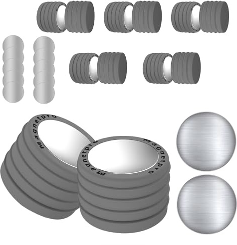 Magnetpro inpressad skåpmagnet, 12 stycken | Ø 15 x 10,5 mm, 2 kg dragkraft, med ståldetaljer
