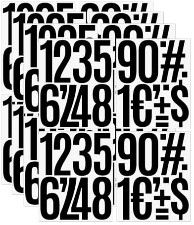 WakiHong Lot de 12 Numéros Adhésifs Réfléchissants Noirs numéros de Porte imperméables Coller sur Les numéros,5 pouces,pour Boîte Aux Lettres,Panneaux,Voitures,Numéro D'adresse,Portes