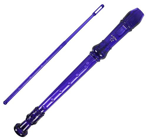 A-Star Flauto dolce scolastico soprano/discendente, diteggiatura inglese/barocca - Chiave di C con diagramma di apprendimento, borsa, bacchetta per la pulizia - Viola