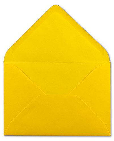 100 DIN C6 Briefumschläge Honiggelb - 11,4 x 16,2 cm - 120 g/m² Nassklebung Brief-Hüllen ohne Fenster für Einladungen von Ihrem Glüxx-Agent
