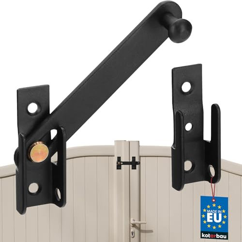 KOTARBAU® Cierre para puertas y contraventanas 120 mm, Cierre para verjas, Cierre pestillo negro, Retenedor para puertas batientes, Cierre puertas madera