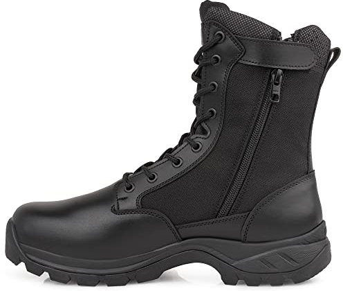 LUDEY Militärstiefel Herren Gemütlich Einsatzstiefel Kampfstiefel Wasserdichte Schwarze Tactical Boots Armeestiefel mit seitlichem YKK-Reißverschluss Modell-928-44EU
