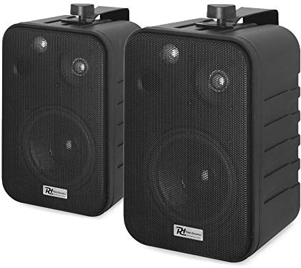 Power Dynamics PD BV40V 4-Inch Wall Speakers Pair, Black | 100V Line Passive Speaker Set with Brackets for Horizontal or Vertical Mounting | Ideal for Background Music in Commercial Installations