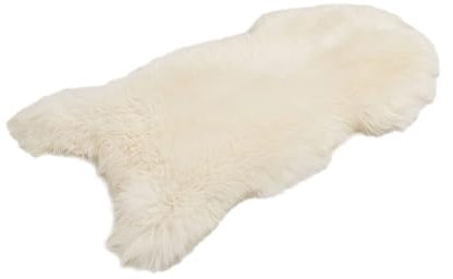 Cakla Lammfell Echt 120-130 cm - Schaffell Echt Groß - Fellteppich Weiss - Weich und Flauschig - Fell für Stühle - Lammfell Teppich - 100% Bio - Schafsfelle - Dekofell - Schafsfell Felle