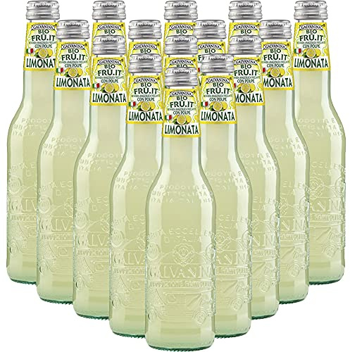 Limonata Bio | Galvanina | 12 Bottiglie in Vetro Scolpito | 355 Ml | Eccellenza Italiana | Soft Drink | Bibita Gassata Dissetante Biologica | Ingrediente per Cocktail