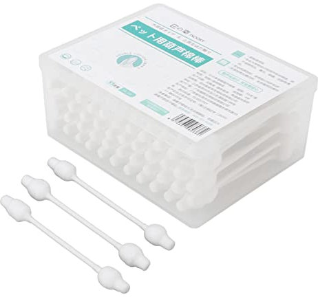 Pilipane Tamponi di Cotone a Punta,55 Pezzi, tamponi di Cotone a Doppia Punta con Bastoncini di Carta per la Pulizia del Trucco degli Animali Domestici, tamponi di Cotone Biologico per Neonati