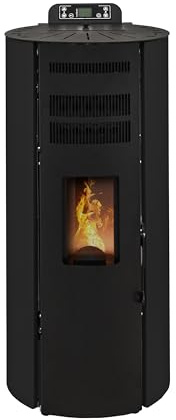 STUFE A PELLET ITALIA Boston 14 KW Canalisable | Poêle à Granulés à Air Ventilé Efficacité 89% Chauffe 130m² Autonomie 15H Programmable 5 Vitesses et Puissances Garantie 24 Mois Noir