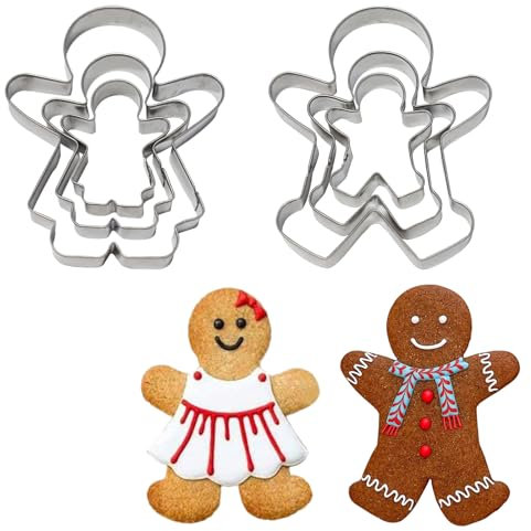 6Pcs Cookie Moulds Stainless Steel Gingerbread Man Biscuit Cutter Boy and Girl Shapes Cookie Cutters Set Biscuit Pastry Cutters Cake Cutter for Baking Cake Pastry Holiday Decoration