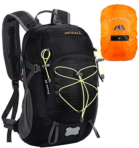 LOCAL LION Mochilas de Montaña 20L Ligera con Cubierta Impermeable, Mochila Senderismo Viajes Trekking Macutos de Acampada Marcha al Aire Libre
