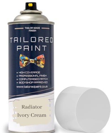 Tailored Paint Premium Radiator Aerosol Spray Paint Heat Resistant To 100ºC - Quick Air Dry No Primer Needed (Satin, Ivory Cream)