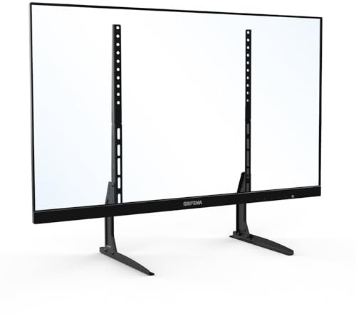 GRIFEMA Pied TV Universel pour Téléviseurs 22-80, Hauteur Ajustable, Supporte Jusqu'à 50kg, VESA Max 800x400mm, Montage Facile - Noir