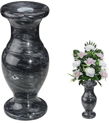 Jarrón de Cementerio, jarrón de mármol Natural, jarrón con Agujero de Drenaje para la decoración de tumbas conmemorativas en el Cementerio Interior y Exterior (1)