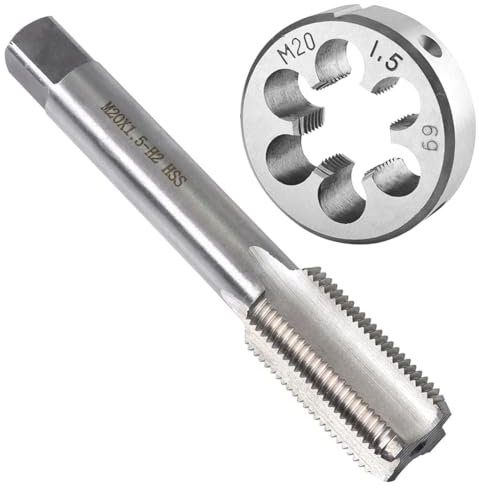 Teocpai Metric Tap and Die Set M20 x 1.5mm HSS Machine Thread Tap and Alloy Steel Round Die Right HandâŠ